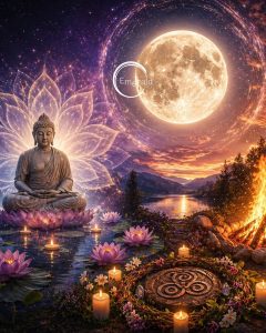 meditació especial per a celebrar el Beltane i la lluna de Wesak a Emerald PLace a càrrec de M Roca Guerri