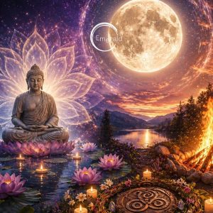 meditació especial per a celebrar el Beltane i la lluna de Wesak a Emerald PLace a càrrec de M Roca Guerri